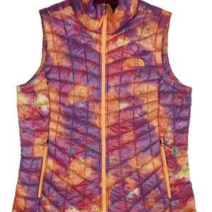The North Face Thermoball Orange Purple Tie Dye Puffer Vest Sz L